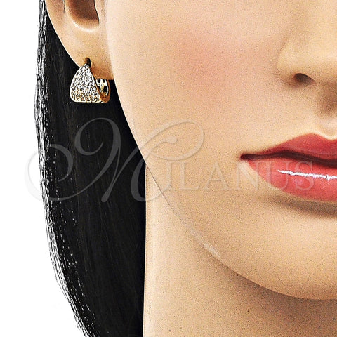 Argolla Huggie 02.195.0165.15 Oro Laminado, con Zirconia Cubica Blanca, Pulido, Tono Dorado