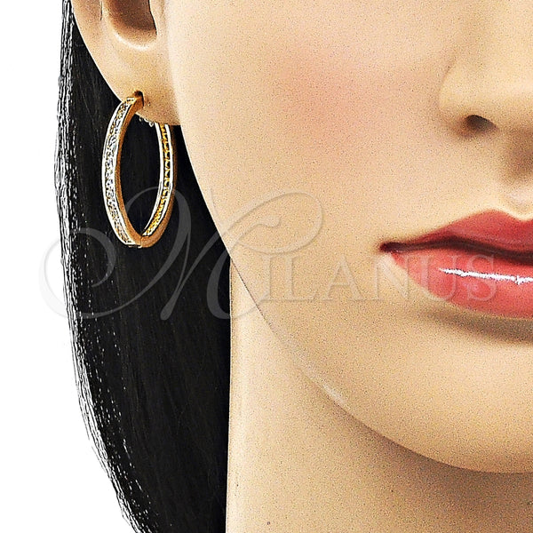 Argolla Huggie 02.195.0297.30 Oro Laminado, con Blanca Zirconia Cubica, Pulido, Tono Dorado