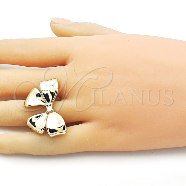 Anillo Elegante 01.60.0021 Oro Laminado, Diseño de Arco, Pulido, Tono Dorado (One size fits all)