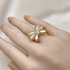 Anillo Multi Piedra 01.60.0022 Oro Laminado, Diseño de Arco, con Blanca Zirconia Cubica, Pulido, Tono Dorado (One size fits all)