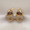 Anillo Multi Piedra 01.60.0022 Oro Laminado, Diseño de Arco, con Blanca Zirconia Cubica, Pulido, Tono Dorado (One size fits all)