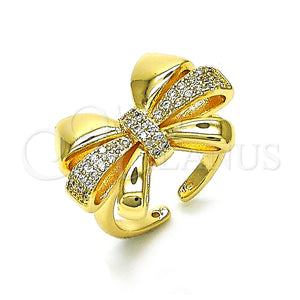 Anillo Multi Piedra 01.60.0022 Oro Laminado, Diseño de Arco, con Blanca Zirconia Cubica, Pulido, Tono Dorado (One size fits all)