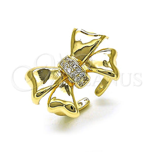 Anillo Multi Piedra 01.60.0023 Oro Laminado, Diseño de Arco, con Blanca Zirconia Cubica, Pulido, Tono Dorado (One size fits all)
