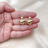 Arete Dormilona 02.60.0159 Oro Laminado, Diseño de Corazón y Bola, Pulido, Tono Dorado