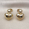 Arete Dormilona 02.60.0159 Oro Laminado, Diseño de Corazón y Bola, Pulido, Tono Dorado