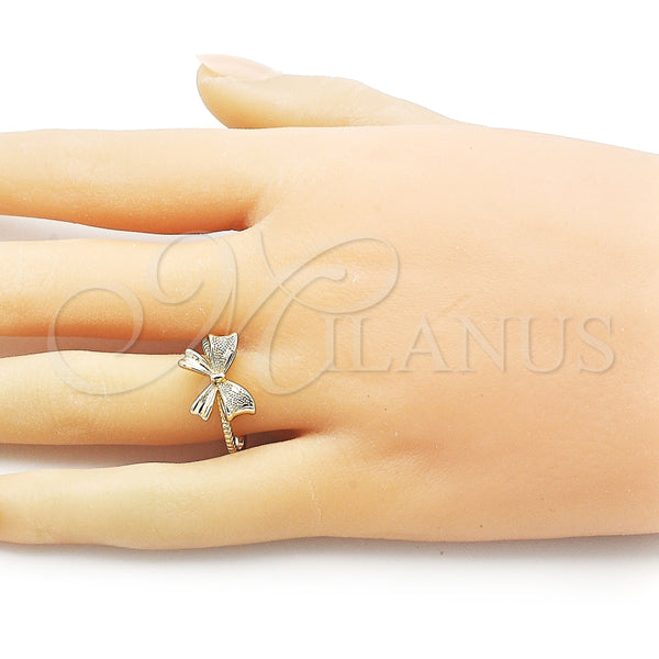 Anillo Elegante 01.60.0024 Oro Laminado, Diseño de Arco, Mate, Tono Dorado (One size fits all)