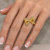 Anillo Elegante 01.60.0024 Oro Laminado, Diseño de Arco, Mate, Tono Dorado (Talla Unica)