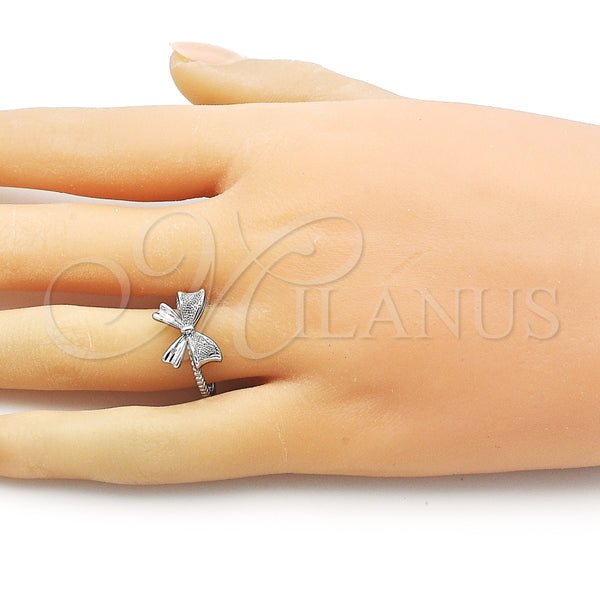 Anillo Elegante 01.60.0024.1 Rodio Laminado, Diseño de Arco, Mate, Rodinado (Talla Unica)