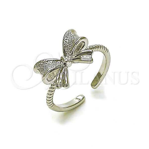 Anillo Elegante 01.60.0024.1 Rodio Laminado, Diseño de Arco, Mate, Rodinado (Talla Unica)
