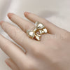Anillo Multi Piedra 01.60.0026 Oro Laminado, Diseño de Arco, con Blanca Zirconia Cubica, Pulido, Tono Dorado (One size fits all)