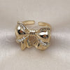 Anillo Multi Piedra 01.60.0026 Oro Laminado, Diseño de Arco, con Blanca Zirconia Cubica, Pulido, Tono Dorado (One size fits all)