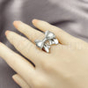 Anillo Multi Piedra 01.60.0026.1 Rodio Laminado, Diseño de Arco, con Zirconia Cubica Blanca, Pulido, Rodinado (Talla Unica)