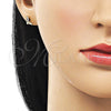 Arete Dormilona 02.60.0163 Oro Laminado, Diseño de Zapato y Baguette, Pulido, Tono Dorado