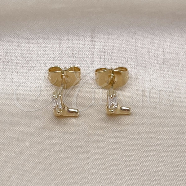 Arete Dormilona 02.60.0163 Oro Laminado, Diseño de Zapato y Baguette, Pulido, Tono Dorado