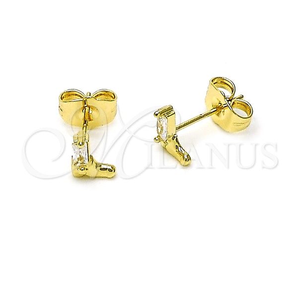 Arete Dormilona 02.60.0163 Oro Laminado, Diseño de Zapato y Baguette, Pulido, Tono Dorado