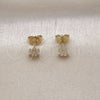 Arete Dormilona 02.60.0164 Oro Laminado, con Blanca Zirconia Cubica, Pulido, Tono Dorado