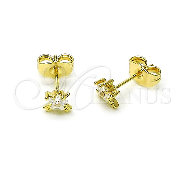 Arete Dormilona 02.60.0164 Oro Laminado, con Blanca Zirconia Cubica, Pulido, Tono Dorado