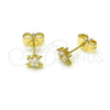 Arete Dormilona 02.60.0164 Oro Laminado, con Blanca Zirconia Cubica, Pulido, Tono Dorado
