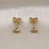 Arete Dormilona 02.60.0165 Oro Laminado, Diseño de Sombrero, con Blanca Zirconia Cubica, Pulido, Tono Dorado