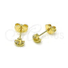 Arete Dormilona 02.60.0165 Oro Laminado, Diseño de Sombrero, con Blanca Zirconia Cubica, Pulido, Tono Dorado