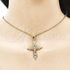 Dije Religioso 05.253.0190 Oro Laminado, Diseño de Cruz y Crucifijo, con Blanca Zirconia Cubica, Pulido, Tono Dorado
