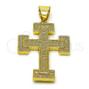 Dije Religioso 05.342.0220 Oro Laminado, Diseño de Cruz, con Blanca Zirconia Cubica, Pulido, Tono Dorado
