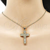 Dije Religioso 05.342.0221 Oro Laminado, Diseño de Cruz, con Blanca Micro Pave, Pulido, Tono Dorado