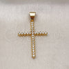 Dije Religioso 05.342.0222 Oro Laminado, Diseño de Cruz, con Blanca Zirconia Cubica, Pulido, Tono Dorado