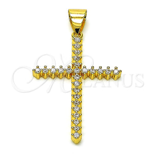 Dije Religioso 05.342.0222 Oro Laminado, Diseño de Cruz, con Blanca Zirconia Cubica, Pulido, Tono Dorado