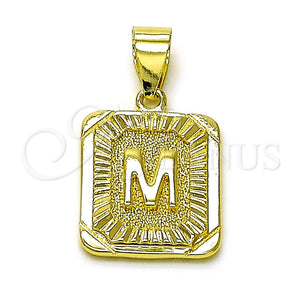 Dije Elegante 05.411.0037 Oro Laminado, Diseño de Iniciales, Diamantado, Tono Dorado