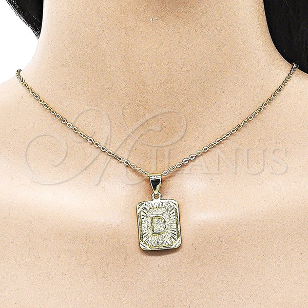 Dije Elegante 05.411.0046 Oro Laminado, Diseño de Iniciales, Diamantado, Tono Dorado