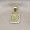 Dije Elegante 05.411.0046 Oro Laminado, Diseño de Iniciales, Diamantado, Tono Dorado