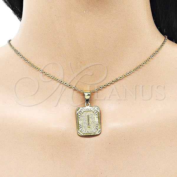 Dije Elegante 05.411.0051 Oro Laminado, Diseño de Iniciales, Diamantado, Tono Dorado