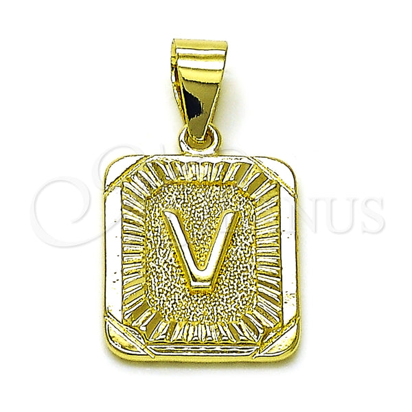 Dije Elegante 05.411.0056 Oro Laminado, Diseño de Iniciales, Diamantado, Tono Dorado