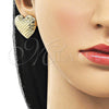 Arete Dormilona 02.411.0036 Oro Laminado, Diseño de Corazón y Hueco, Pulido, Tono Dorado