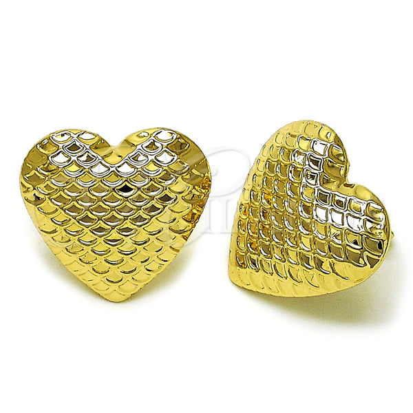 Arete Dormilona 02.411.0036 Oro Laminado, Diseño de Corazón y Hueco, Pulido, Tono Dorado