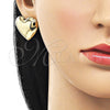 Arete Dormilona 02.411.0037 Oro Laminado, Diseño de Corazón y Hueco, Pulido, Tono Dorado