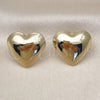 Arete Dormilona 02.411.0037 Oro Laminado, Diseño de Corazón y Hueco, Pulido, Tono Dorado