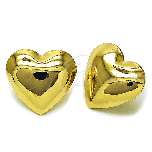Arete Dormilona 02.411.0037 Oro Laminado, Diseño de Corazón y Hueco, Pulido, Tono Dorado