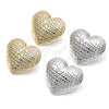 Arete Dormilona 02.411.0041 Oro Laminado, Diseño de Corazón y Hueco, Diamantado, Tono Dorado