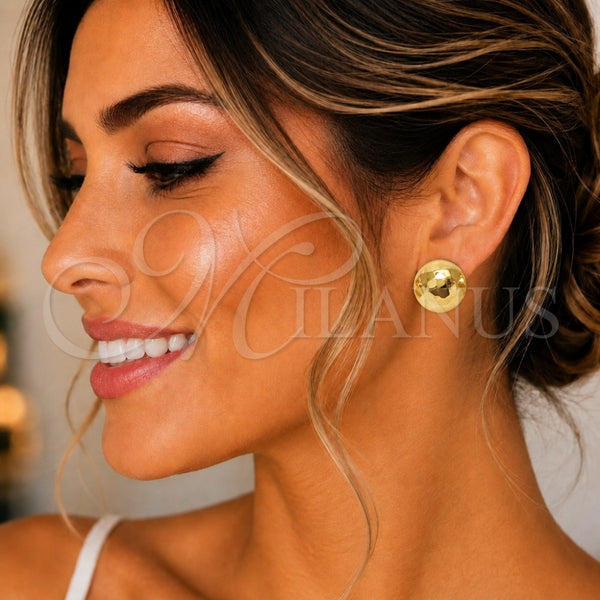 Arete Dormilona 02.411.0044 Oro Laminado, Diseño de Hueco y Disco, Pulido, Tono Dorado