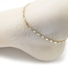 Tobillera Básica 03.213.0292.09 Oro Laminado, Diseño de Mariner, Diamantado, Tono Dorado (Grosor 03 MM, 9 Pulgadas de Largo)