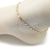 Tobillera Básica 03.213.0293.09 Oro Laminado, Diseño de Mariner, Diamantado, Tono Dorado (Grosor 03 MM, 9 Pulgadas de Largo)