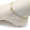 Tobillera Básica 03.213.0297.09 Oro Laminado, Diamantado, Tono Dorado (Grosor 03 MM, 9 Pulgadas de Largo)