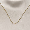 Gargantilla Basica 04.341.0126.20 Oro Laminado, Diseño de Cola de Raton y Torcido, Diamantado, Tono Dorado (01 MM Thickness, 20 Inches Length)