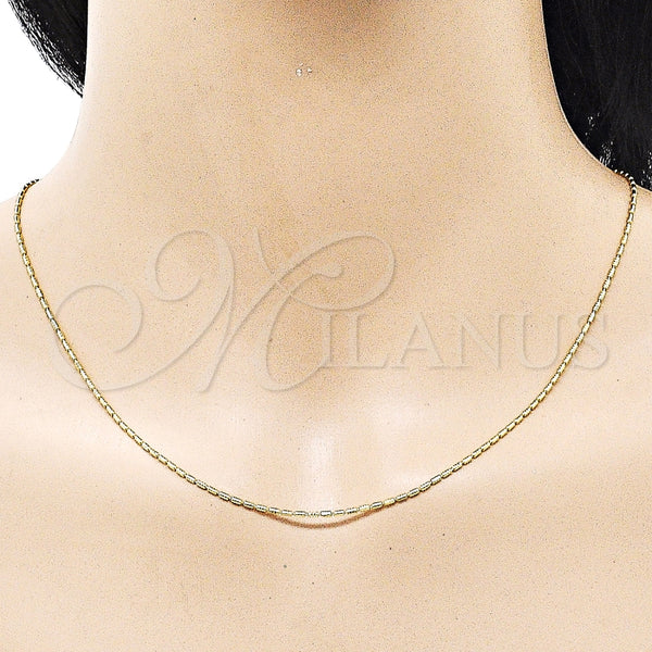 Gargantilla Basica 04.341.0127.20 Oro Laminado, Diseño de Bola, Diamantado, Tono Dorado (01 MM Thickness, 20 Inches Length)