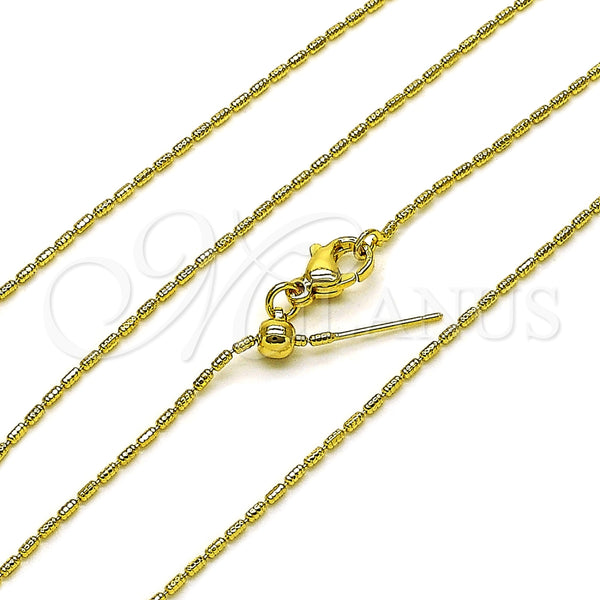 Gargantilla Basica 04.341.0127.20 Oro Laminado, Diseño de Bola, Diamantado, Tono Dorado (01 MM Thickness, 20 Inches Length)