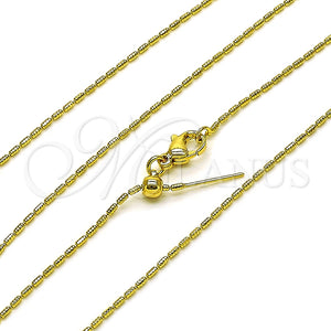 Gargantilla Basica 04.341.0127.20 Oro Laminado, Diseño de Bola, Diamantado, Tono Dorado (01 MM Thickness, 20 Inches Length)