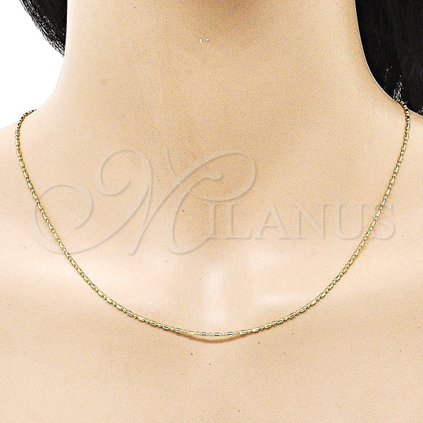 Gargantilla Basica 04.341.0128.20 Oro Laminado, Diseño de Bola, Pulido, Tono Dorado (01 MM Thickness, 20 Inches Length)