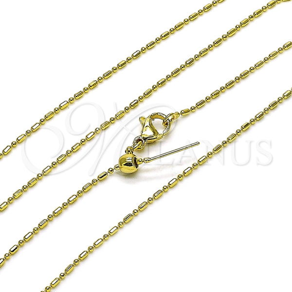 Gargantilla Basica 04.341.0128.20 Oro Laminado, Diseño de Bola, Pulido, Tono Dorado (01 MM Thickness, 20 Inches Length)